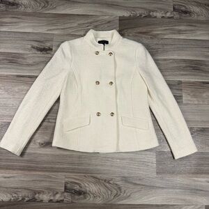 Talbots Double Breasted Boiled Wool Blend Coat in Ivory Size 6